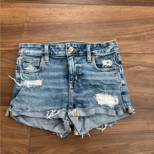 American Eagle Outfitters Blue Distressed Jean Shorts